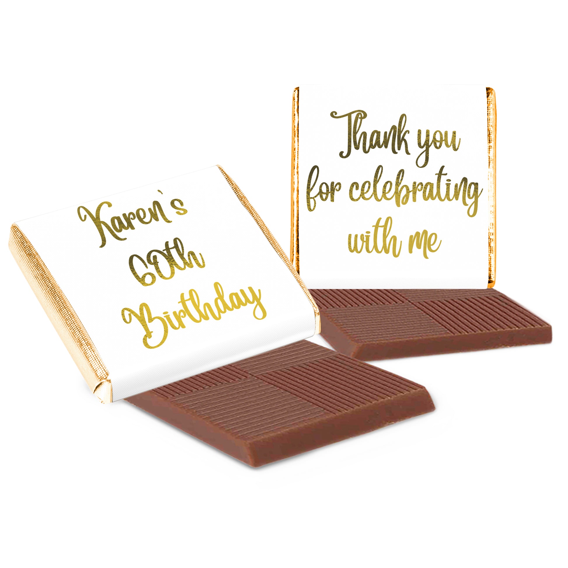 Personalised Birthday Chocolates White Wrapper with Gold Foil Print